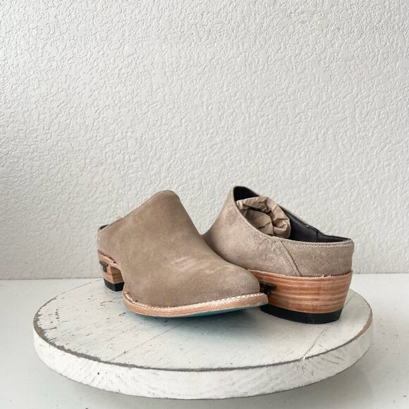 Lane Plain Jane Mule Womens 6.5 Latte Suede Cowboy Boots Western Slip On Short - Picture 1 of 10